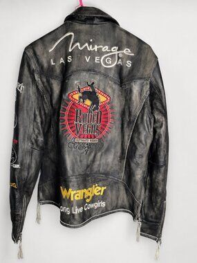 Wrangler Long Live Cowgirls Rodeo Vegas Genuine Leather Jacket Size M NWT